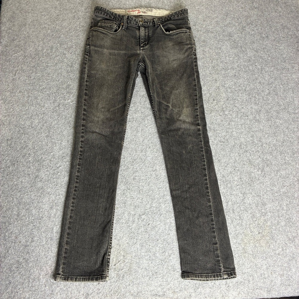 Vans Customade Jeans Womens 30x30 Skinny Slim Fit Faded Black Denim Pants Y2K
